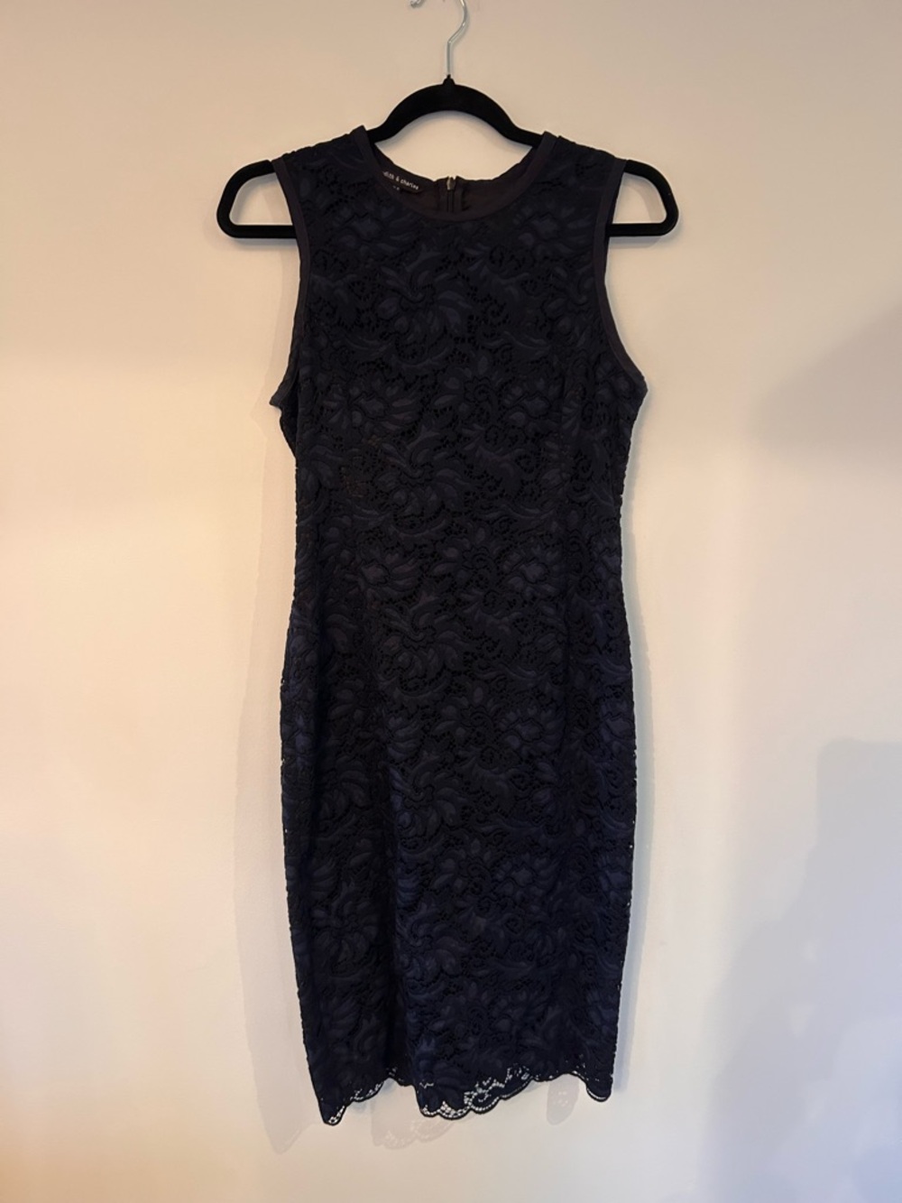 Sleeveless Navy Lace Midi Dress